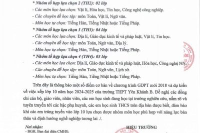 Thông báo về việc dự kiến xếp lớp 10 năm học 2024-2025